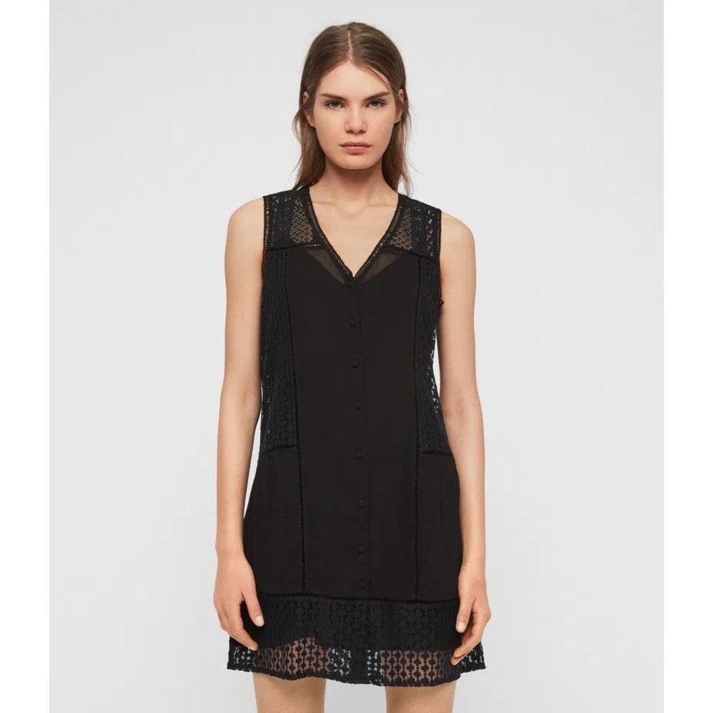 ALLSAINTS Star Sleeveless Lace  Dress Woman's Small Black Academia